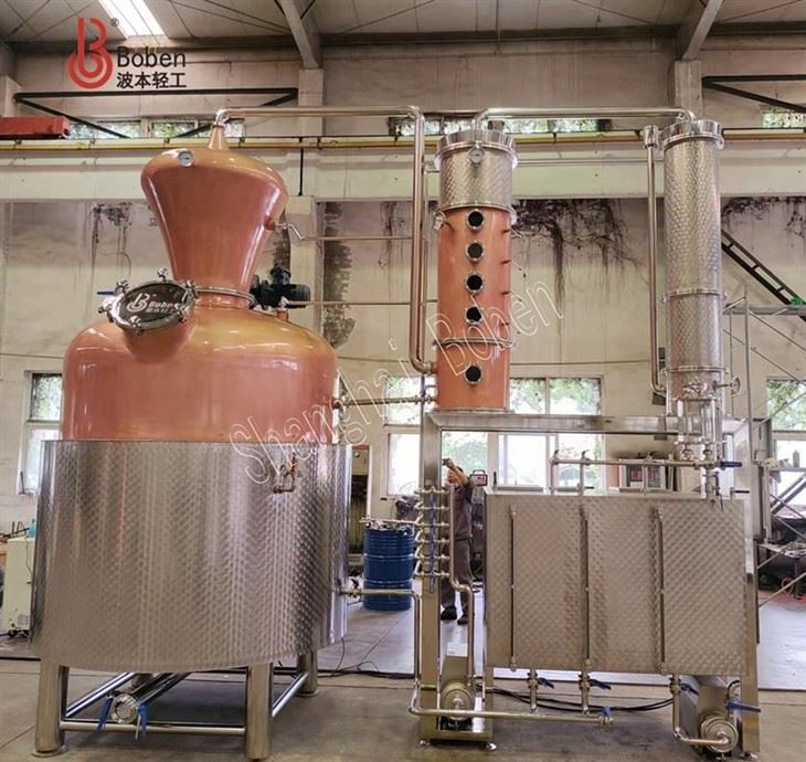 3000L Copper Brandy Pot Still With Whiskey/Brandy Helmet And Jacketed Kettle
